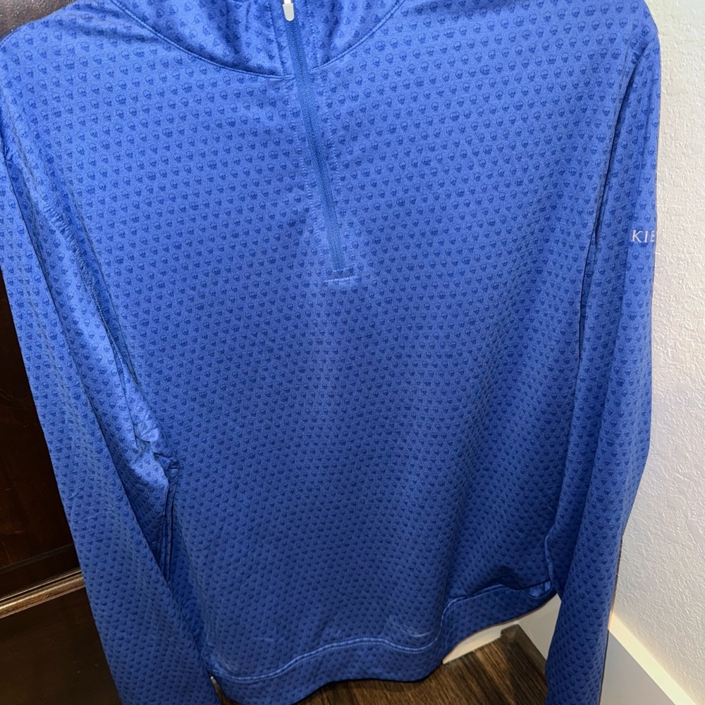 Peter Millar Blue Patterned Quarter-Zip Pullover - image 1